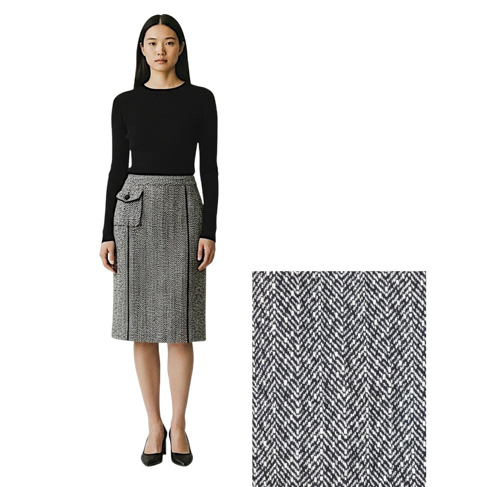 Ann Taylor Skirt 2 Herringbone Wool Pencil Career Office Work Capsule Wardrobe